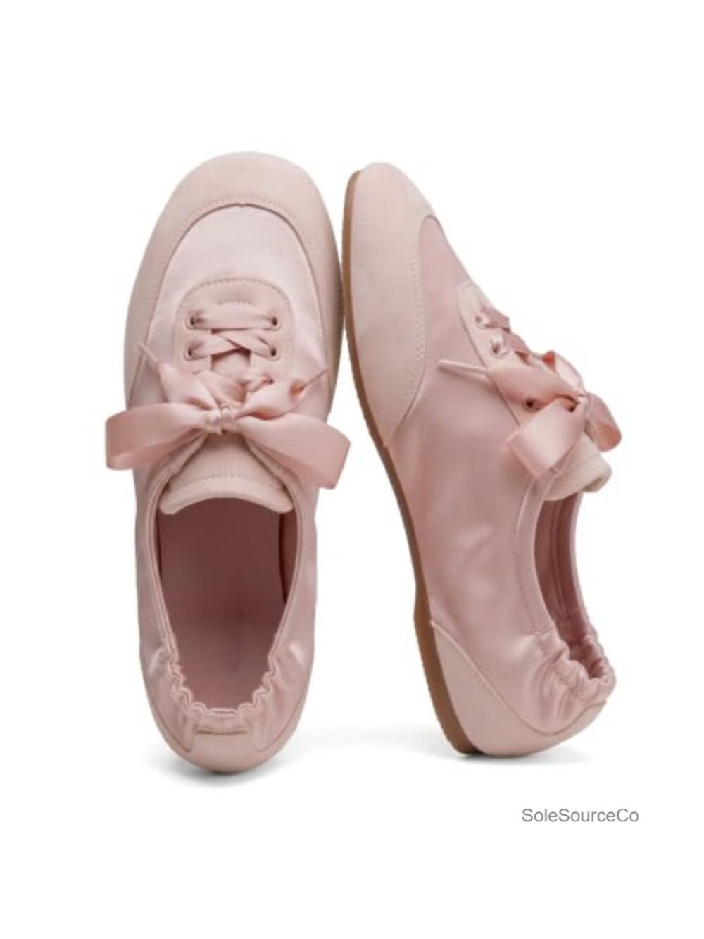 Satin Ballet Sneakers Square Toe Lace-Up Sneakerina Flats